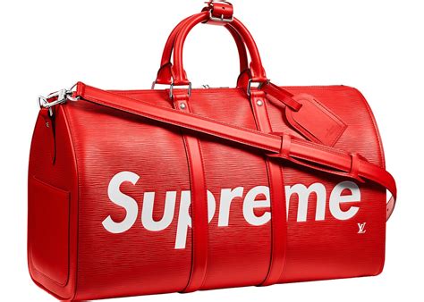 supreme lv holdall|Louis Vuitton x Supreme Keepall Bandouliere Epi 45 Red .